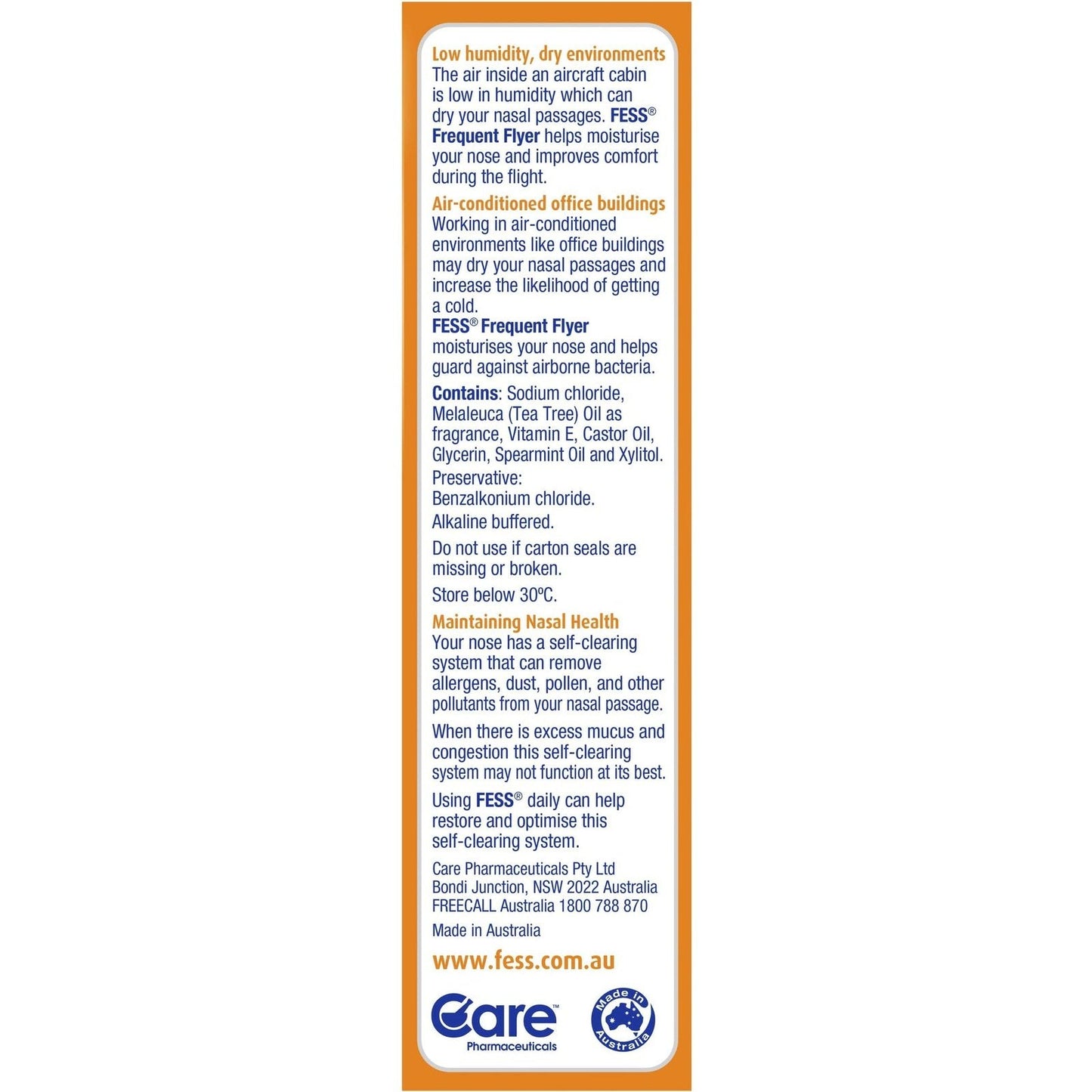 Fess Nasal Defence Spray with Tea Tree Oil & Vitamin E 30ml - Cutprice Online