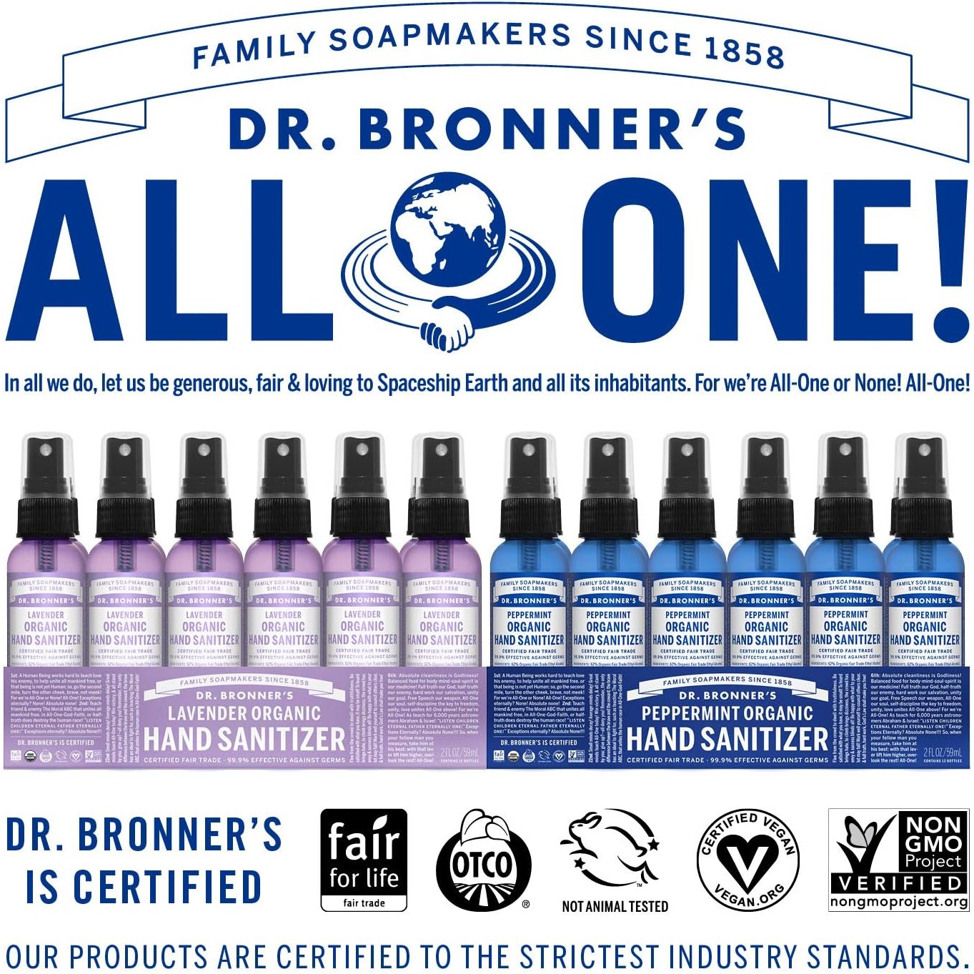 Dr. Bronner's Organic Hand Sanitizer Peppermint 59ml