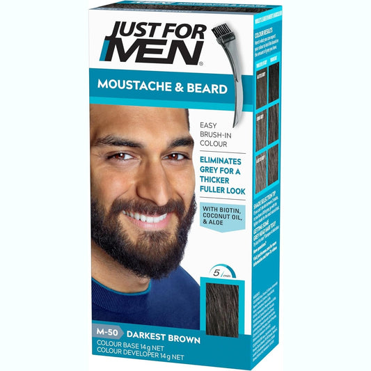Just for Men Moustache & Beard Brush In Colour Gel Darkest Brown