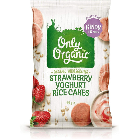 Only Organic Strawberry Yoghurt Rice Cakes Kindy 1-5 Years 60g Pack of 5