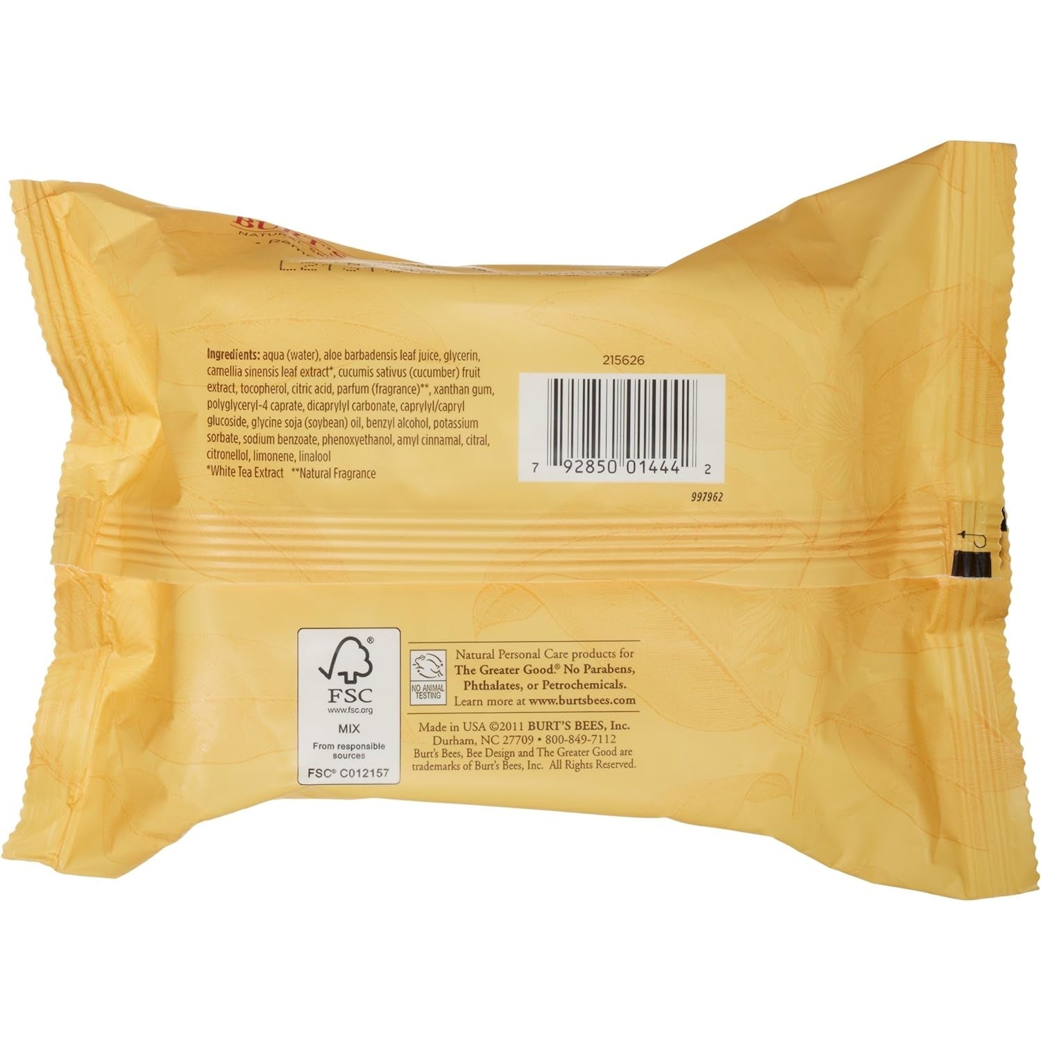 Burt's Bees Facial Cleansing Towelettes Normal Skin (with White Tea Extract) x 30 Pack - Cutprice Online