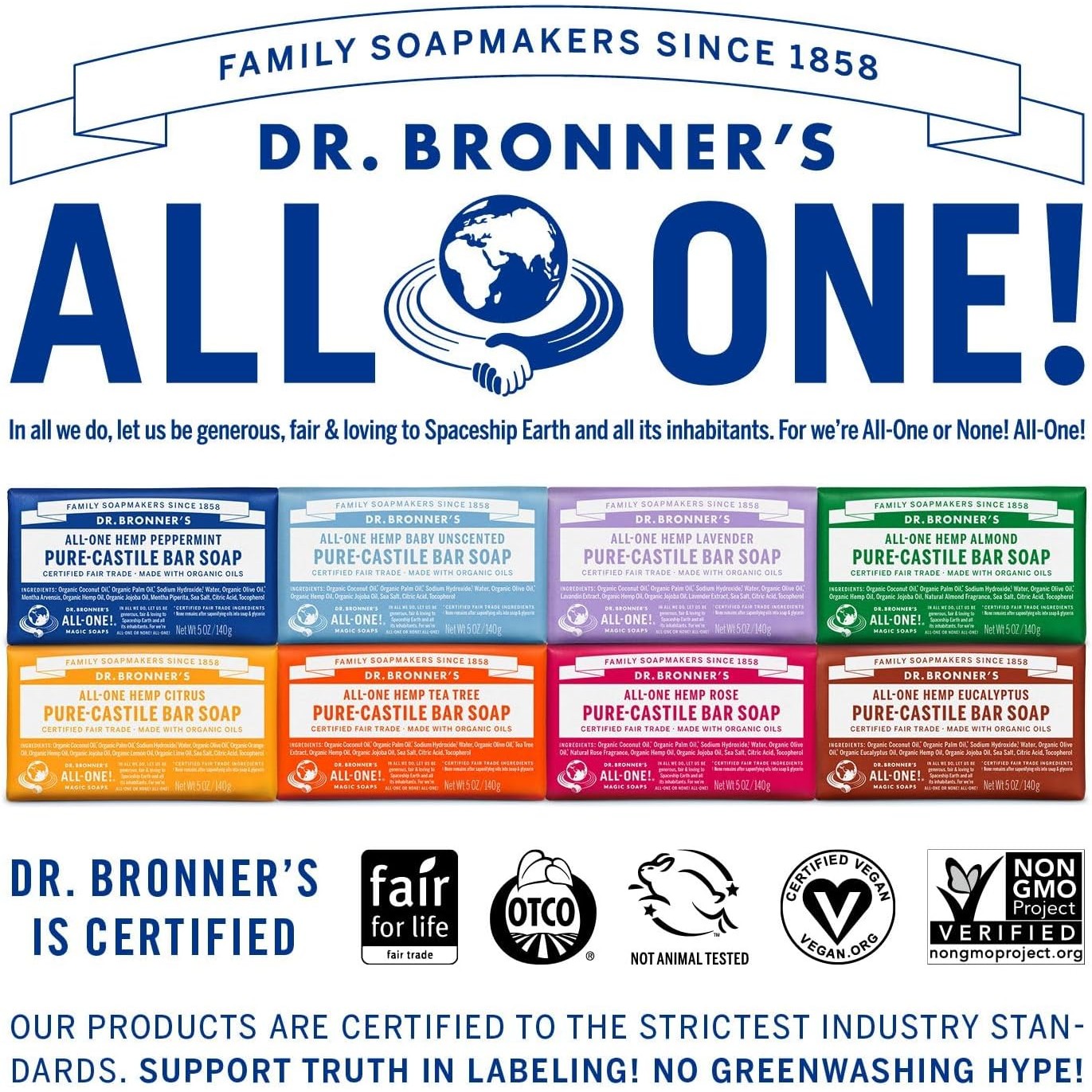 Dr. Bronner's Pure-Castile Bar Soap (Hemp All-One) Lavender 140g