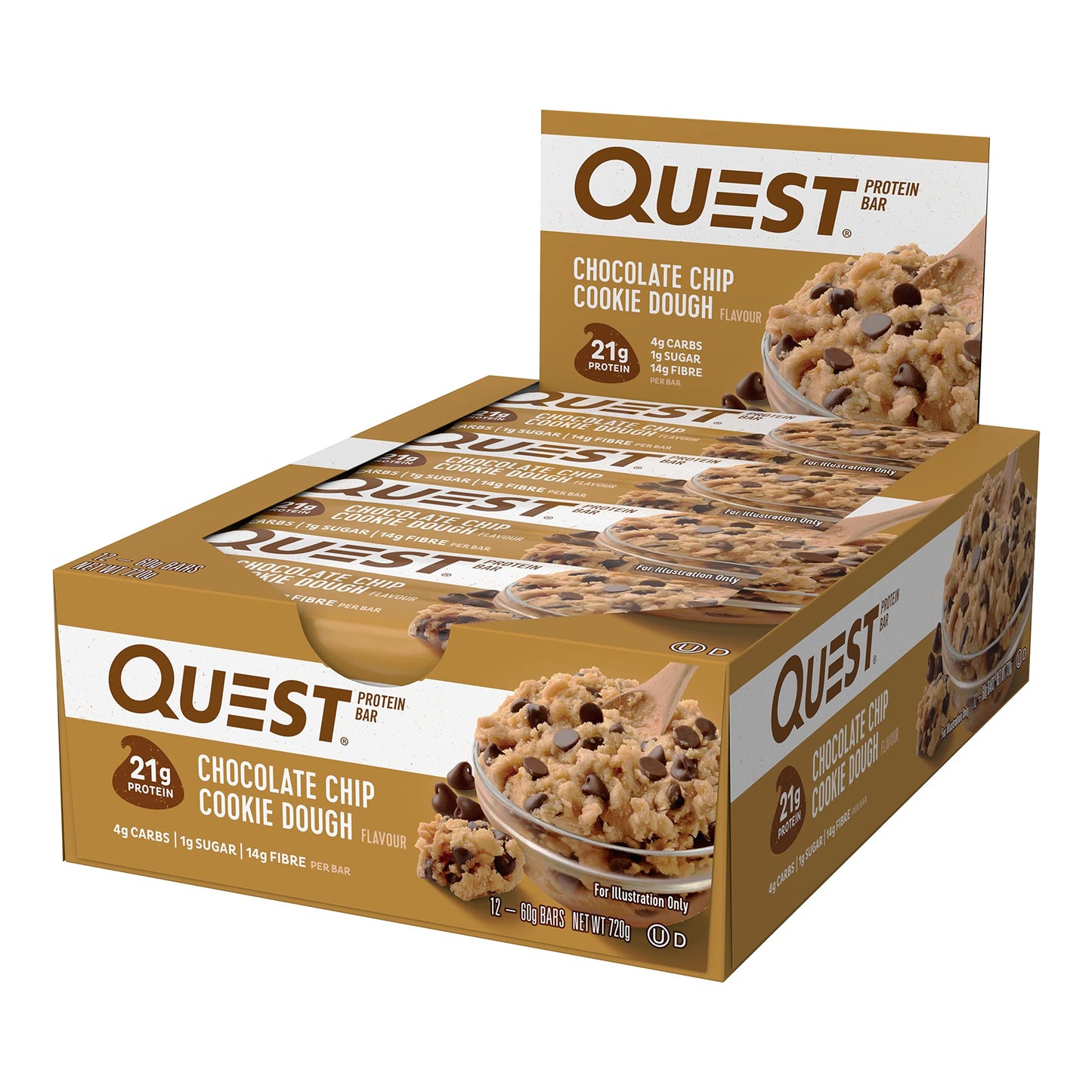 Quest Protein Bar Chocolate Chip Cookie Dough 60g 12PK Quest