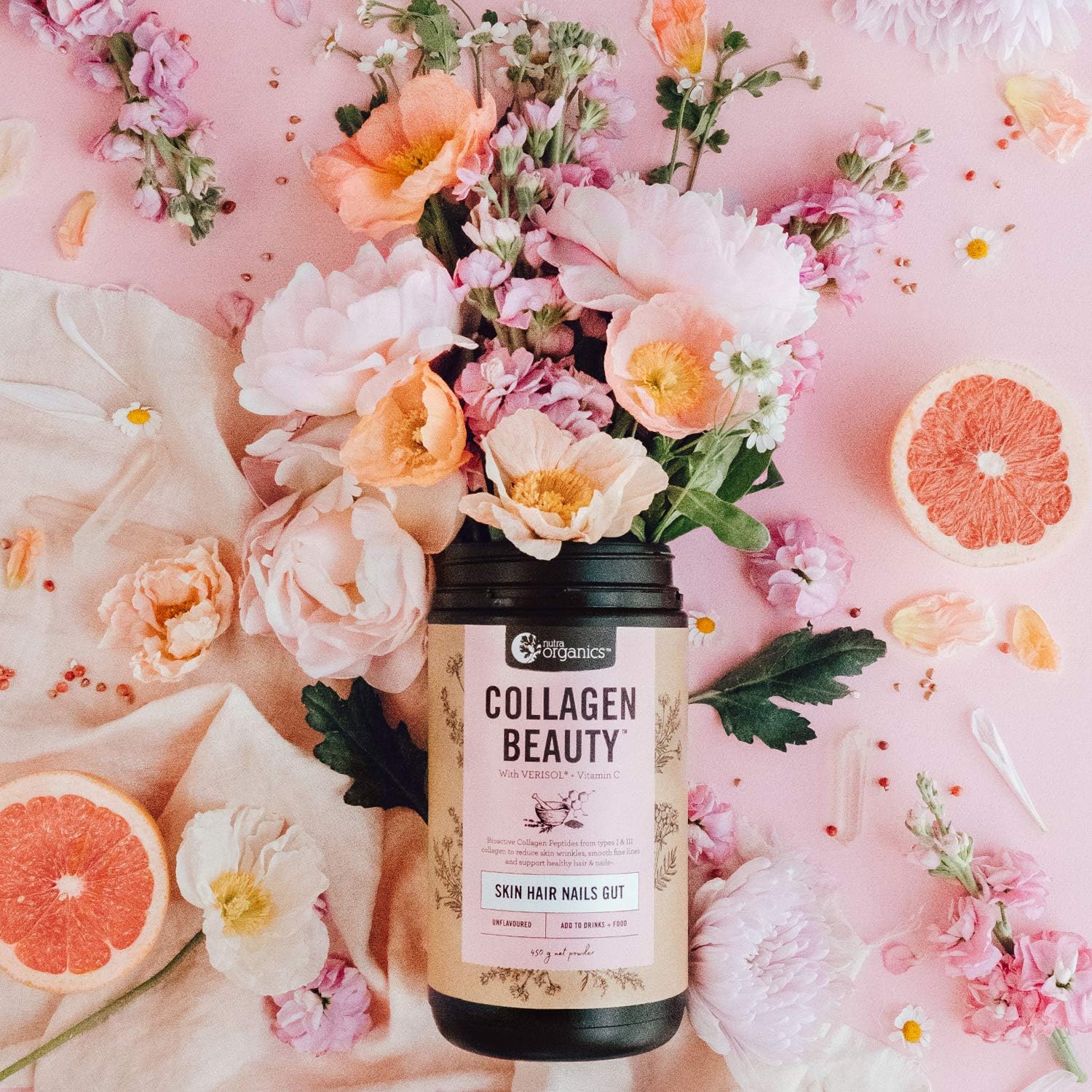 Nutra Organics Collagen Beauty Bioactive Collagen Peptides + Vitamin C Unflavoured 225g - Cutprice Online