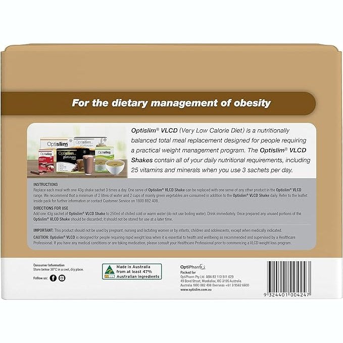 Optislim VLCD Meal Replacement Shake Espresso 21x43g Sachets - Cutprice Online