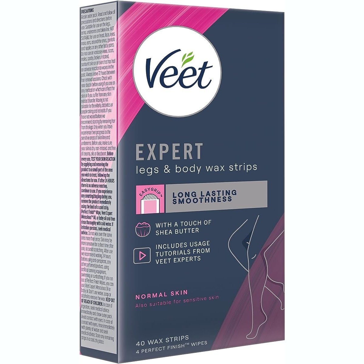 Veet Expert Hair Removal Strips Cold Wax Strips Legs & Body 40 pack - Cutprice Online