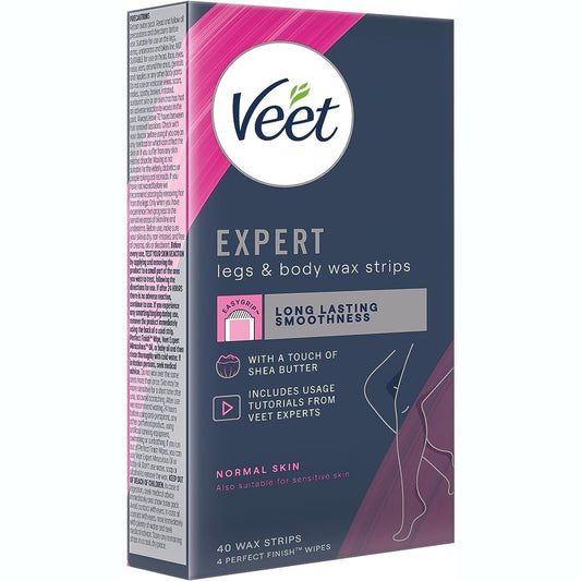 Veet Expert Hair Removal Strips Cold Wax Strips Legs & Body 40 pack - Cutprice Online