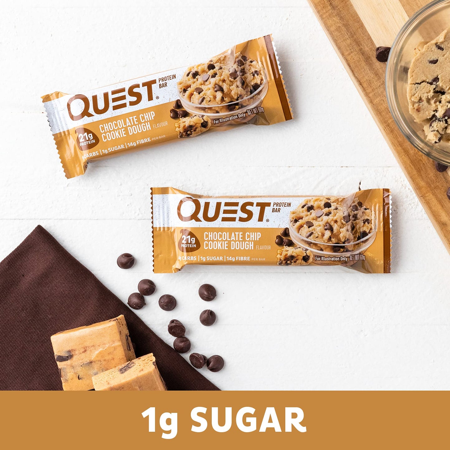 Quest Protein Bar Chocolate Chip Cookie Dough 60g 12PK Quest