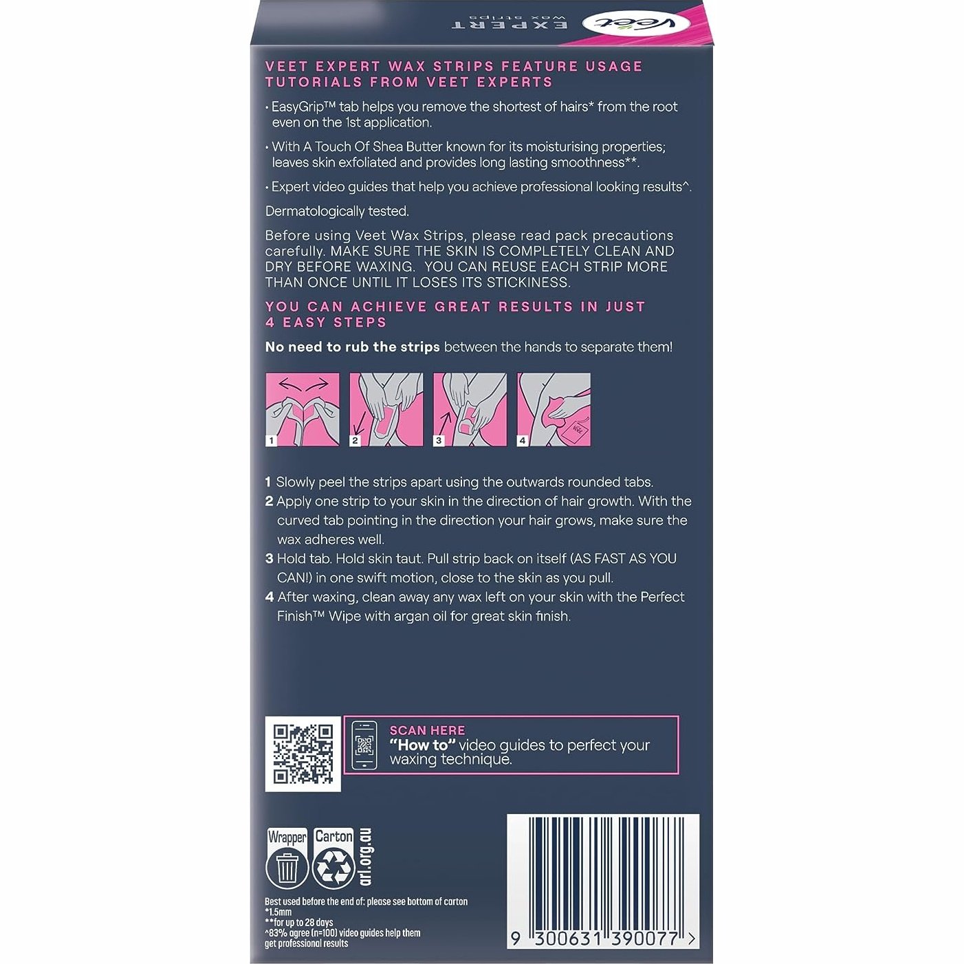 Veet Expert Hair Removal Strips Cold Wax Strips Legs & Body 40 pack - Cutprice Online