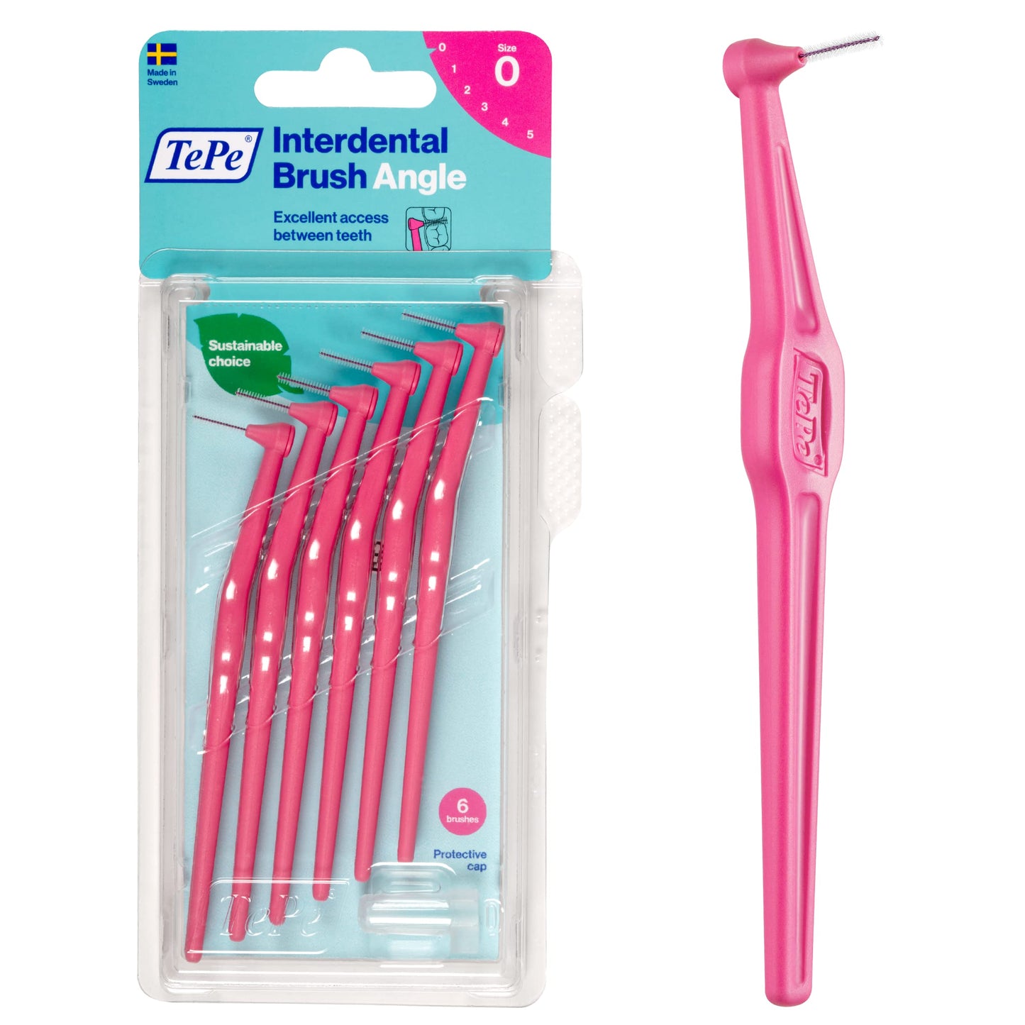 TePe Interdental Brush Angle Pink (Size 0) 0.4mm 6 Pack - Cutprice Online