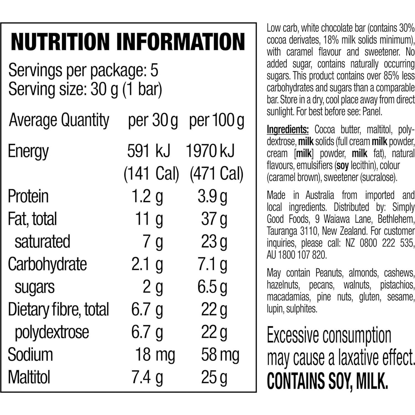 Atkins Endulge Caramelised White Chocolate Low Carb Bar 5 Pack - Cutprice Online