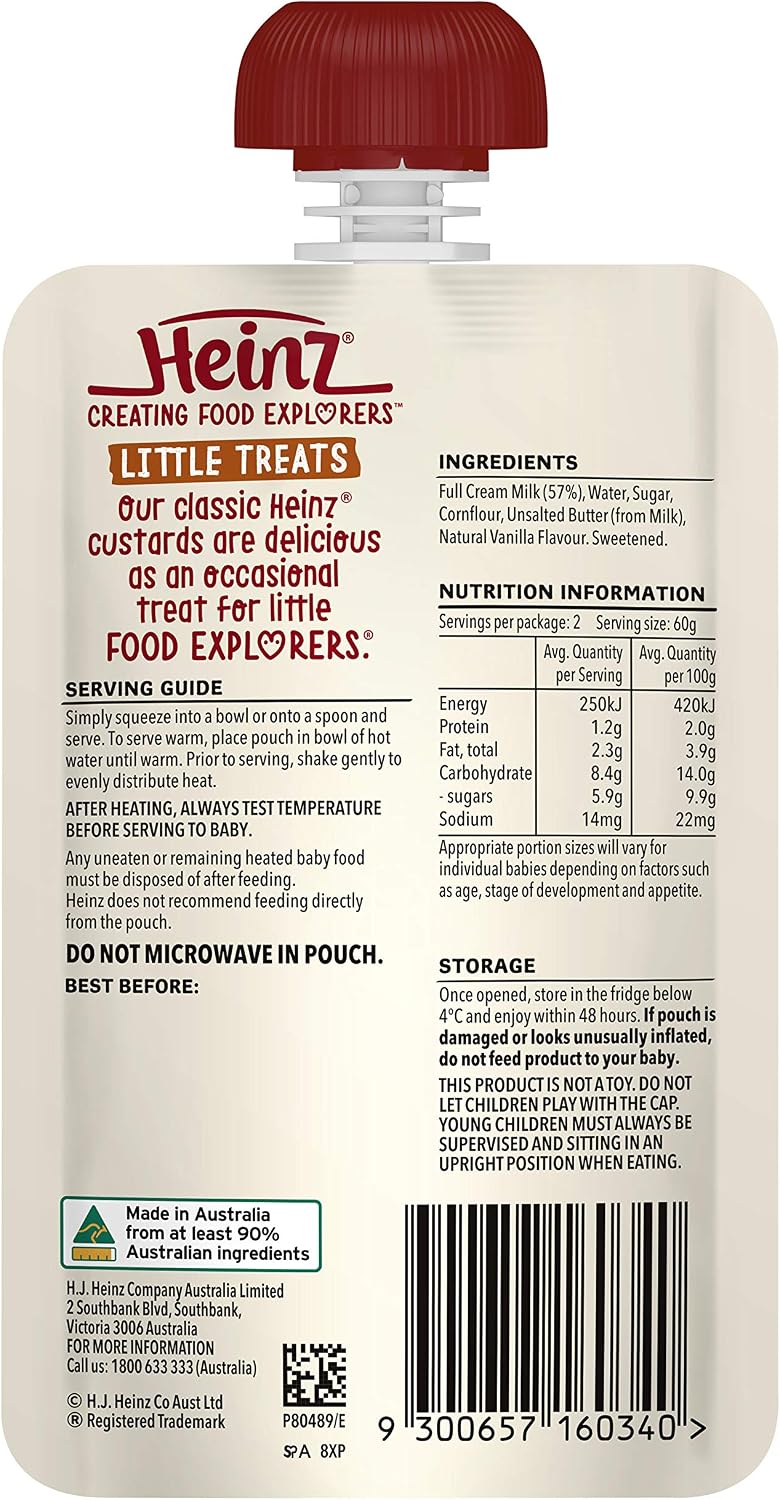 Heinz Simply Vanilla Custard Pouch 6+ Months 120g(Pack of 6)