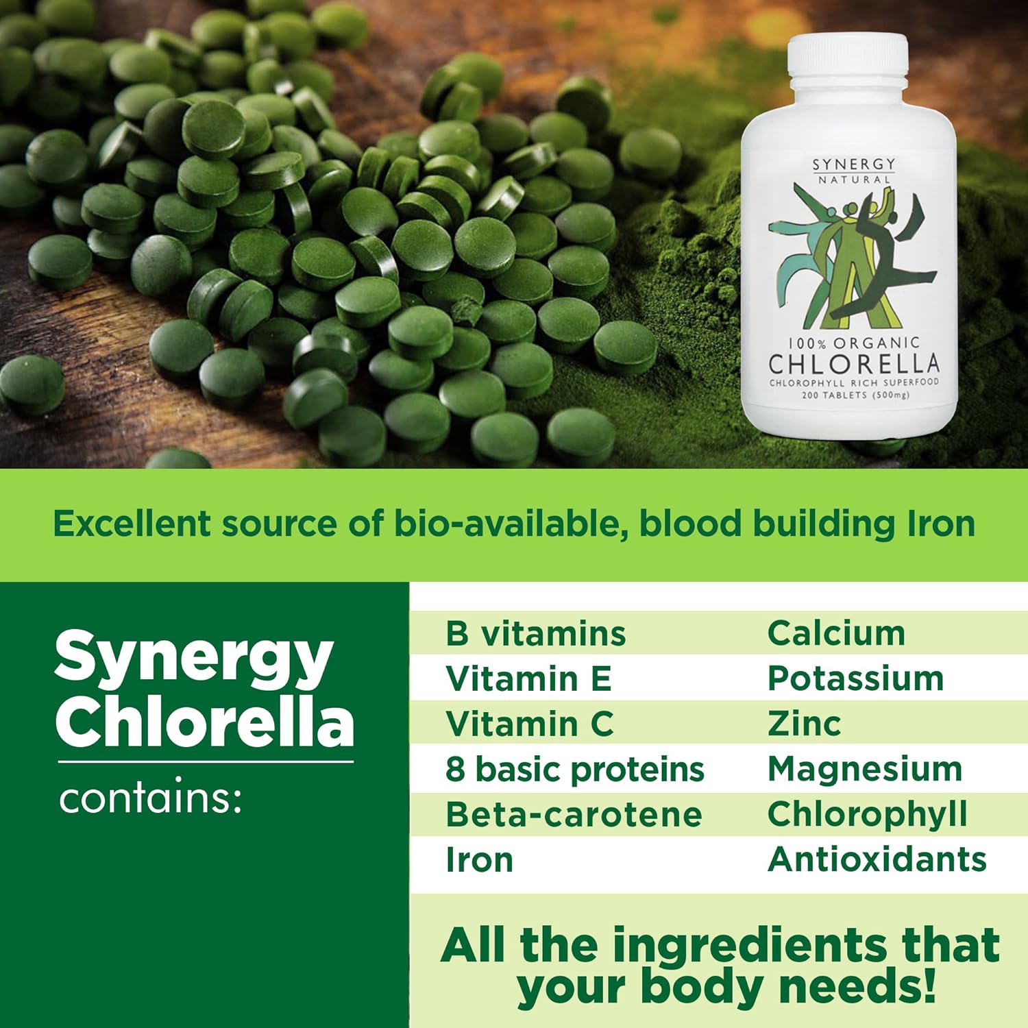 Synergy Natural Organic Chlorella 500mg 200t - Cutprice Online