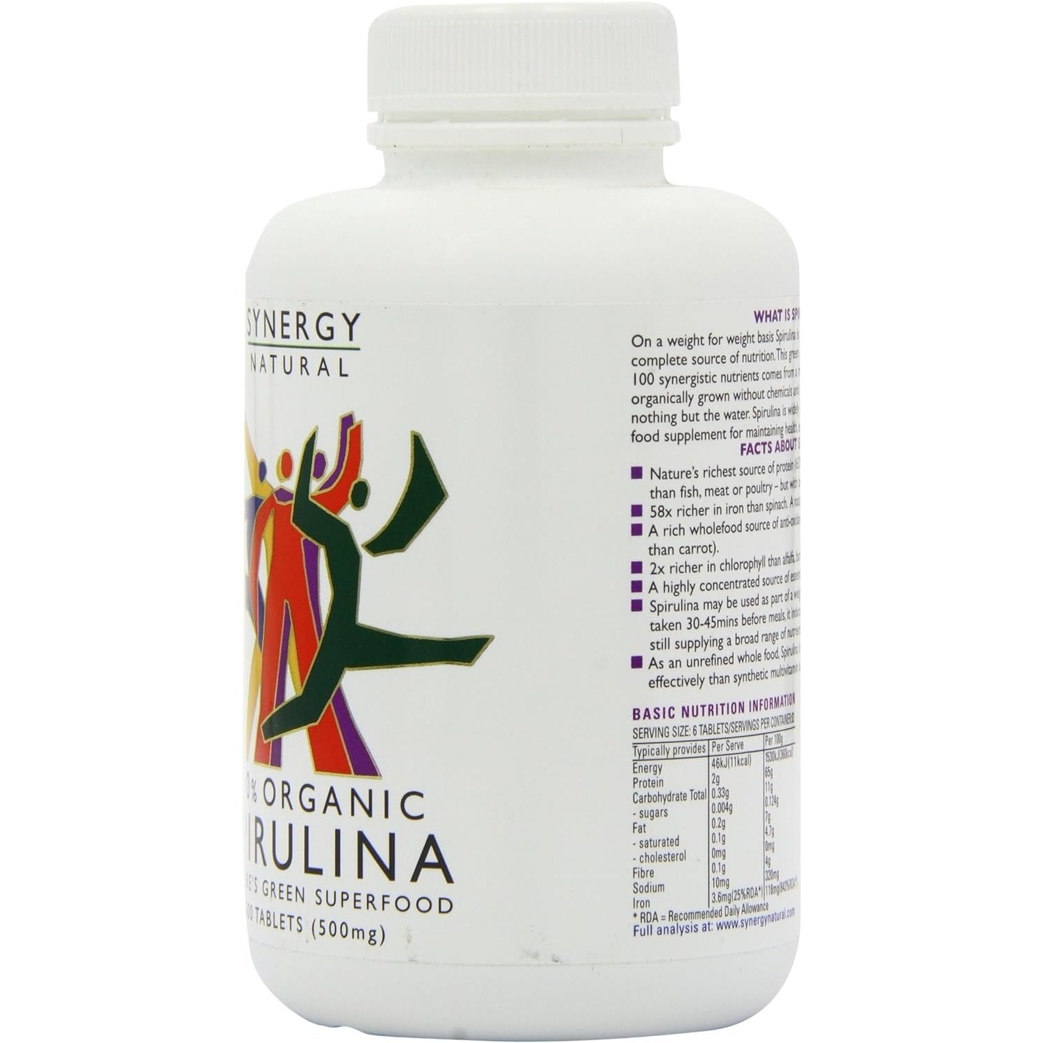 Synergy Natural Organic Spirulina 500mg 500t - Cutprice Online