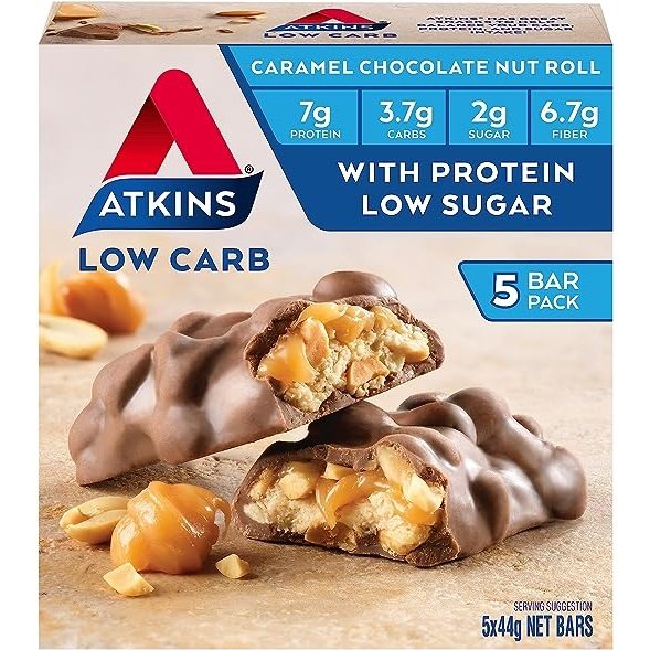Atkins Caramel Chocolate Nut Roll 5 Pack - Cutprice Online