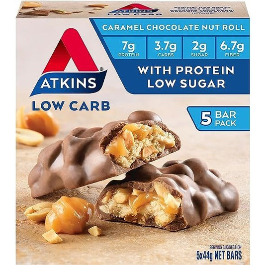 Atkins Caramel Chocolate Nut Roll 5 Pack - Cutprice Online
