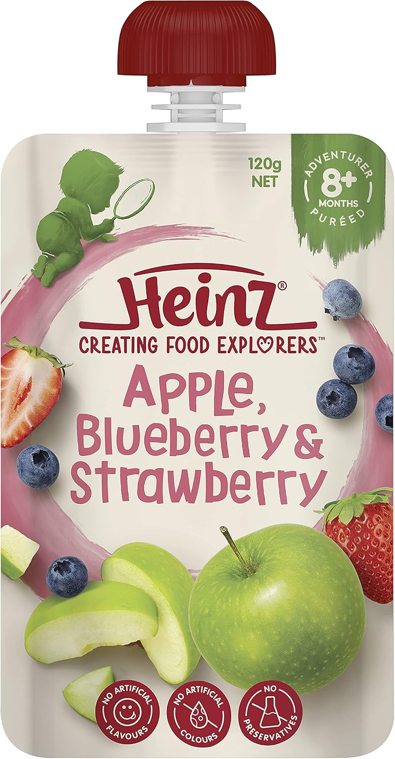 Heinz Apple, Blueberry & Strawberry Pouch 120g(Pack of 6)