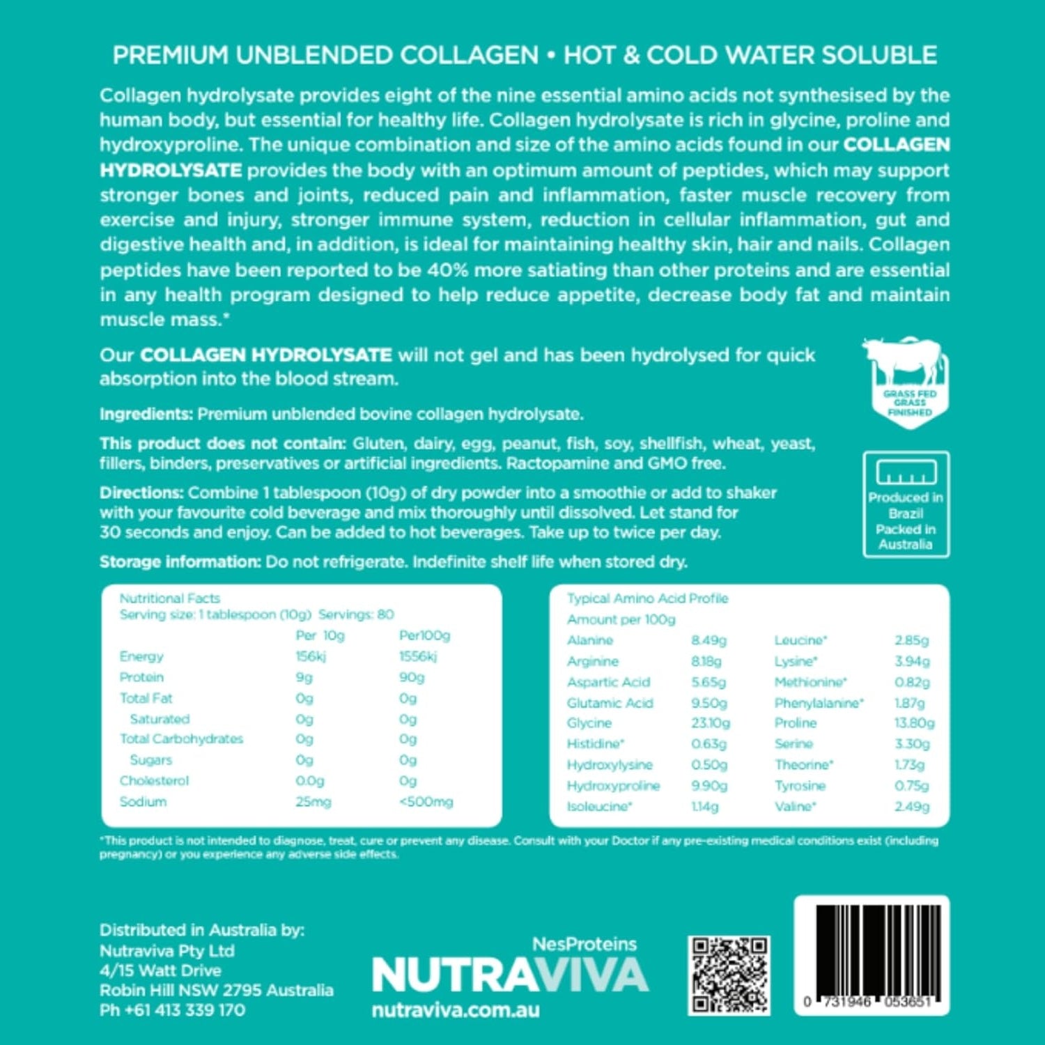 Nutraviva Collagen Hydrolysate (Beef) 800g - Cutprice Online