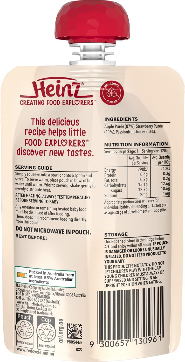 Heinz Apple, Strawberry & Passionfruit Pouch 120g(Pack of 6)