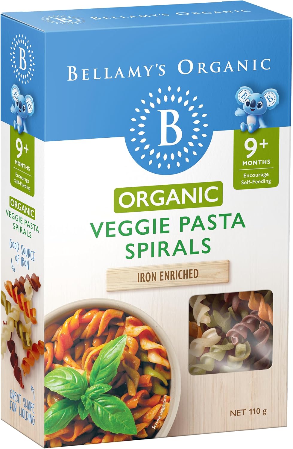 Bellamy's Organic Veggie Pasta Spirals, 9+ Months 110g