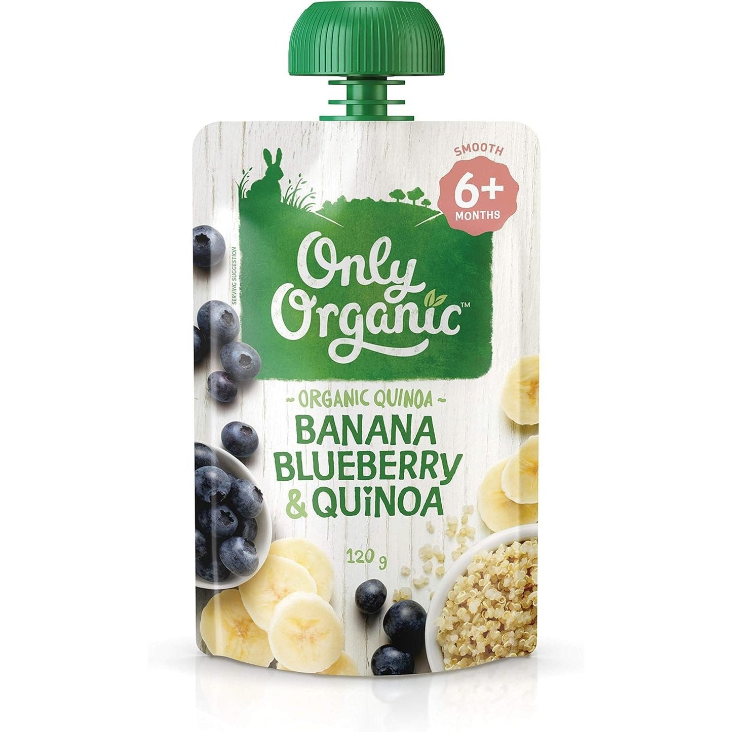 Only Organic No Added Sugar Banana Blueberry & Quinoa 6+ Months 120g Pack of 6