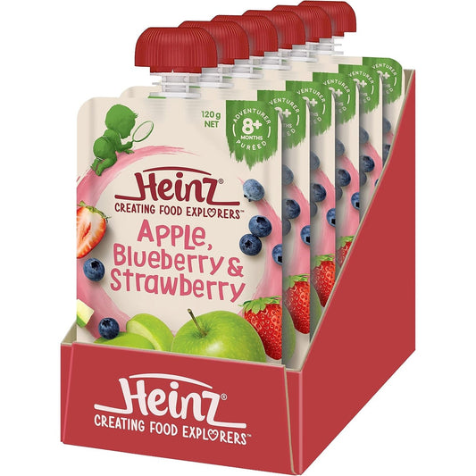 Heinz Apple, Blueberry & Strawberry Pouch 120g(Pack of 6)