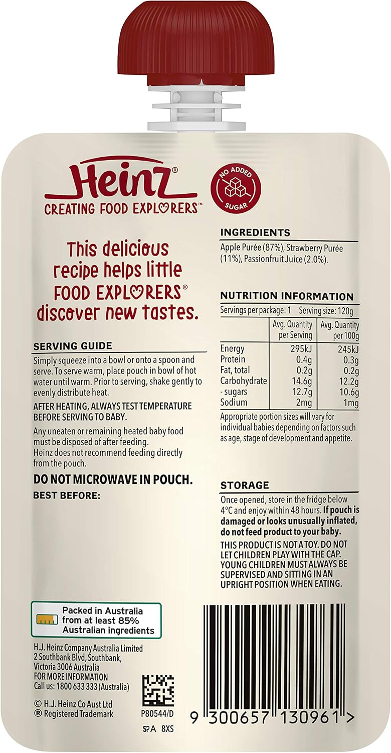 Heinz Apple, Strawberry & Passionfruit Pouch 120g(Pack of 6)