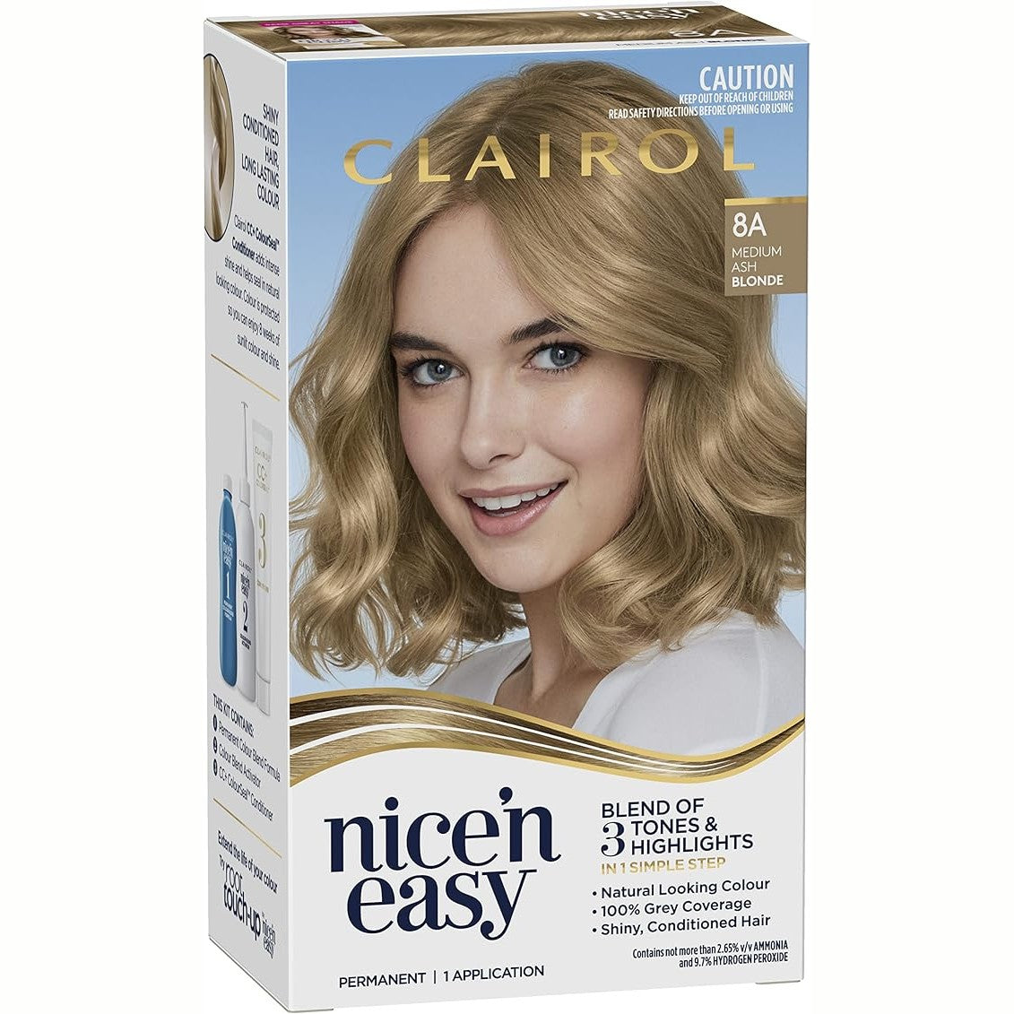 Clairol Nice 'N Easy 8A Natural Medium Ash Blonde Permanent Hair Colour 1 Pack - Cutprice Online