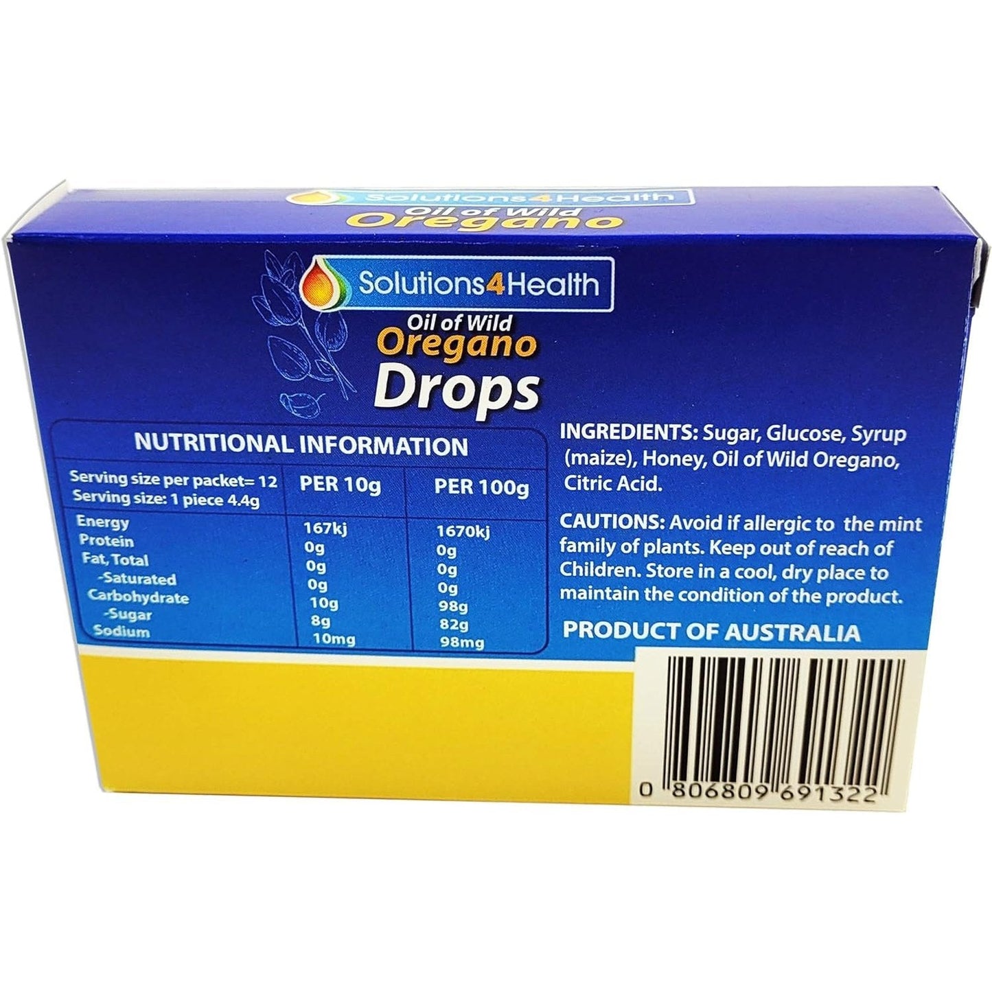 Solutions 4 Health Oil of Wild Oregano Lozenge Drops Honey Flavour x 12 Pack - Cutprice Online