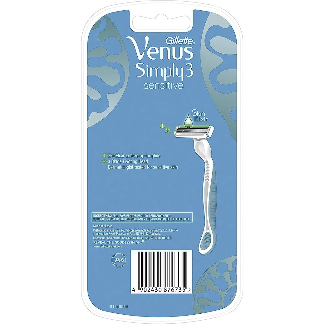 Gillette Venus Simply 3 Sensitive Razors 4 Pack - Cutprice Online