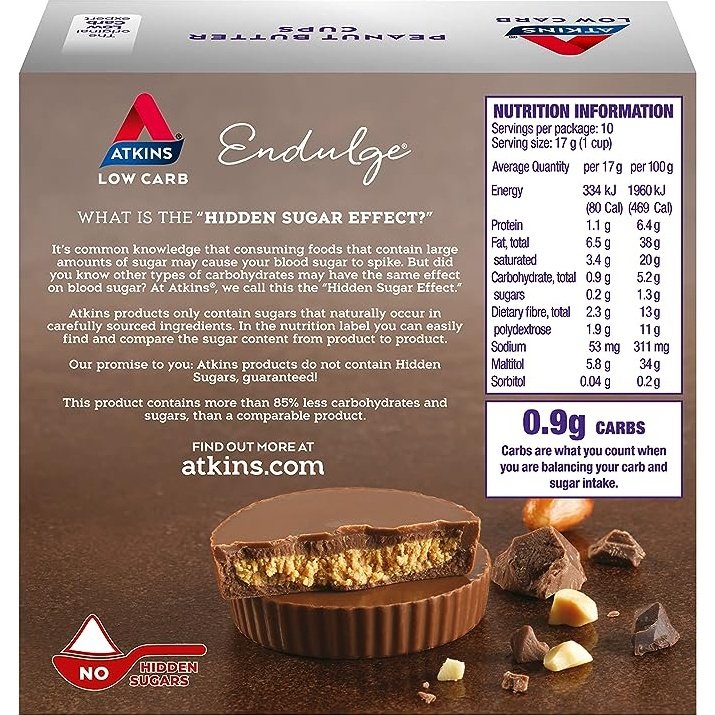 Atkins Peanut Butter Cups 17g 10 Pack - Cutprice Online