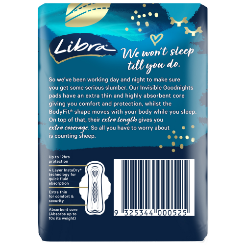 Libra Invisible Goodnights Maximum Protection Wings Pads 10 Pack - Cutprice Online