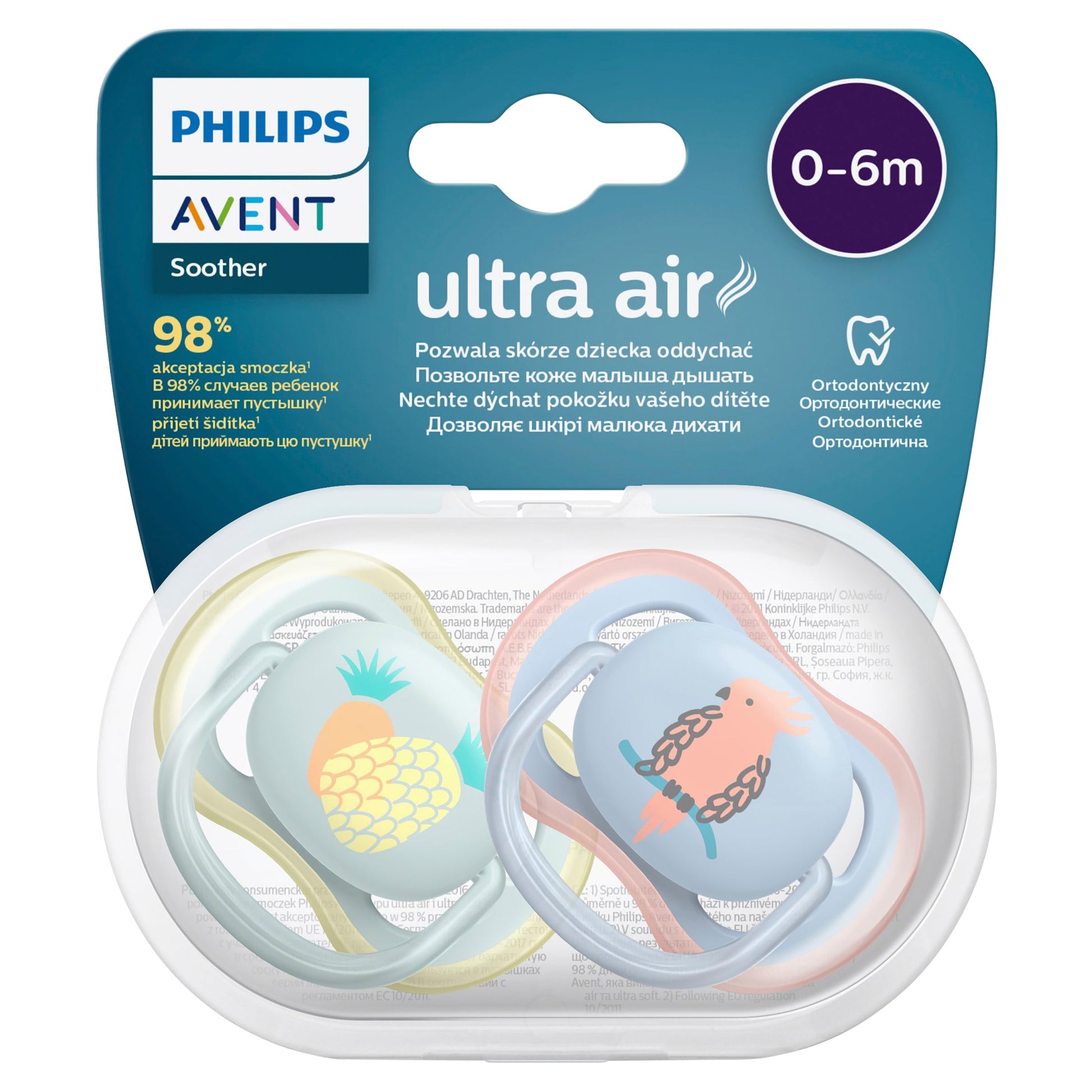 Avent Ultra Air Soother Deco Mixed 0-6 Months 2 Pack - (Assorted Colours) - Cutprice Online