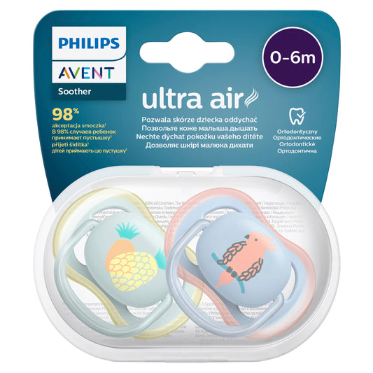 Avent Ultra Air Soother Deco Mixed 0-6 Months 2 Pack - (Assorted Colours) - Cutprice Online