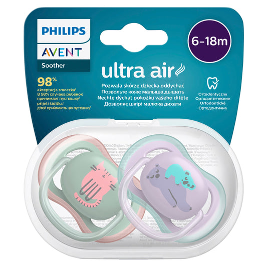 Avent Ultra Air Soother Deco Mixed 6-18 Months 2 Pack - Assorted - Cutprice Online