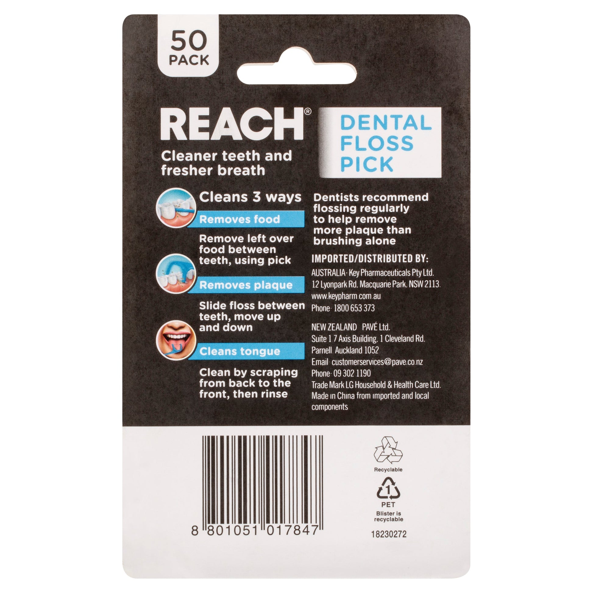 REACH® Dental Floss Pick 50pk - Cutprice Online