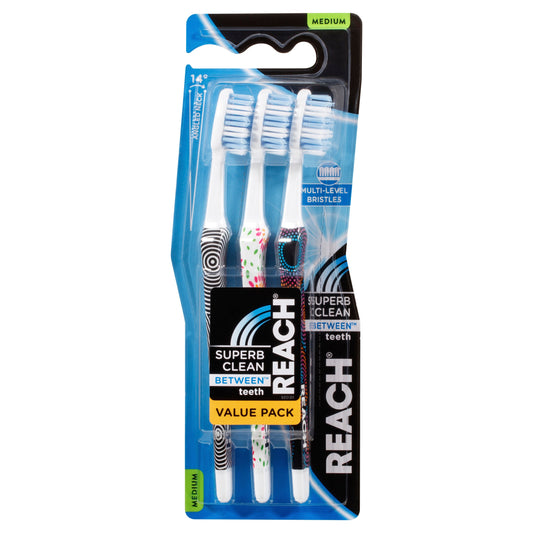 Reach Toothbrush Superb Clean Between Teeth Medium 3PK - Cutprice Online