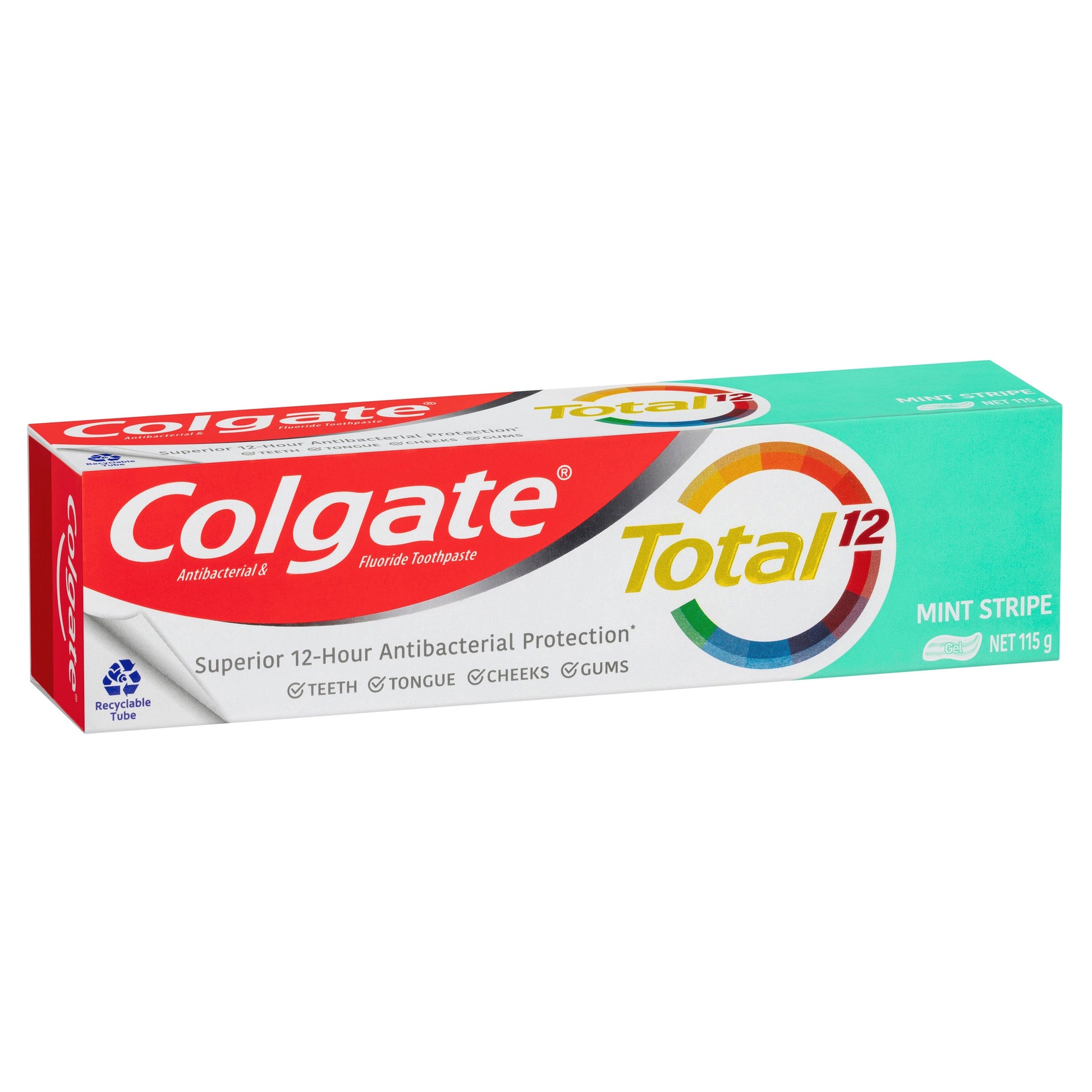 Colgate Total Mint Stripe Antibacterial Fluoride Gel Toothpaste 115g - Cutprice Online