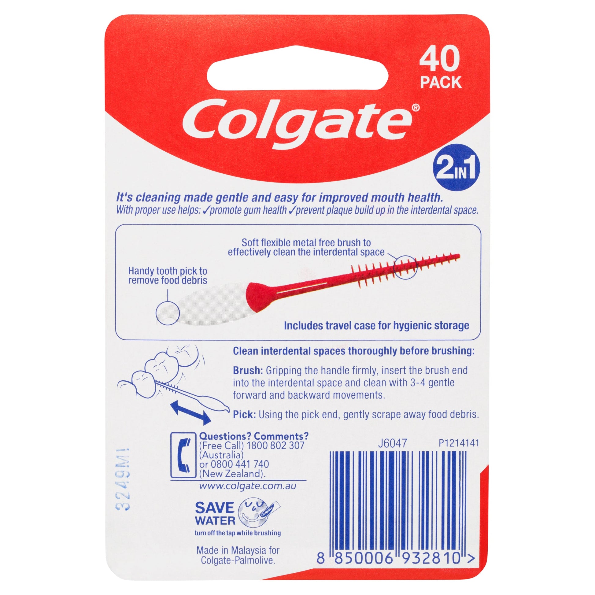 Colgate Soft Interdental Brush & Pick 40 Pack With Travel Case - Cutprice Online