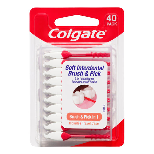 Colgate Soft Interdental Brush & Pick 40 Pack With Travel Case - Cutprice Online