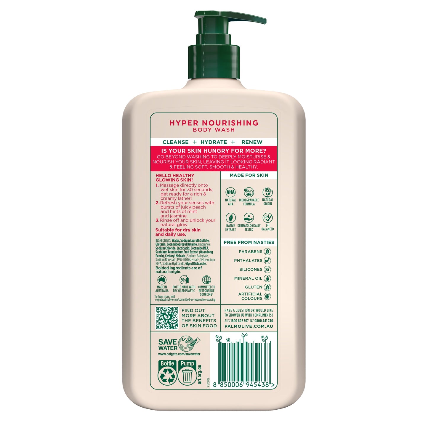 Palmolive Skin Food Body Wash Quandong Peach 1 Litre - Cutprice Online
