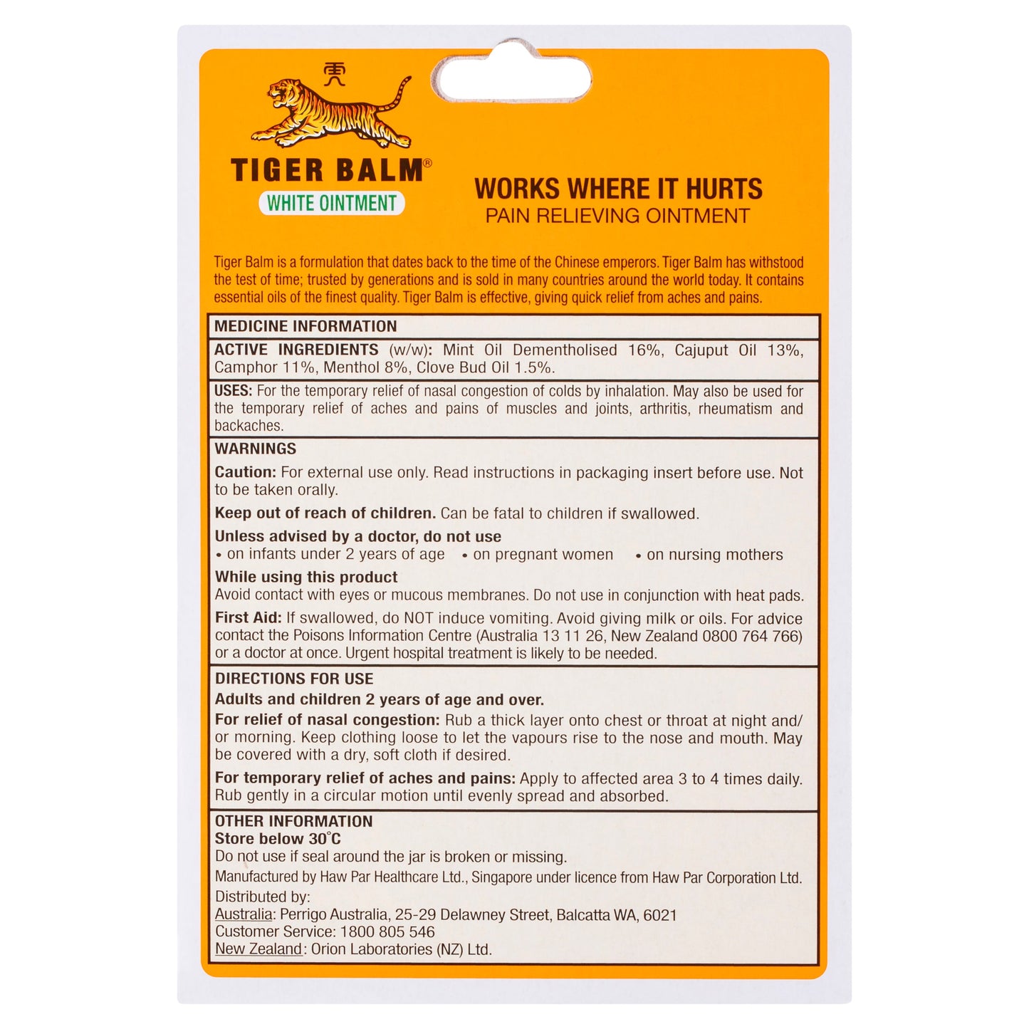Tiger Balm Analgesic White 18g - Cutprice Online