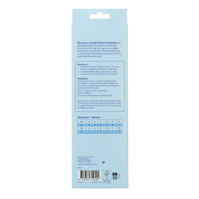 Pharmacy Health Daily Gel Insoles Womens 1 Pr