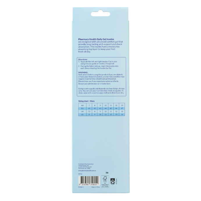 Pharmacy Health Daily Gel Insoles Mens 1 Pr