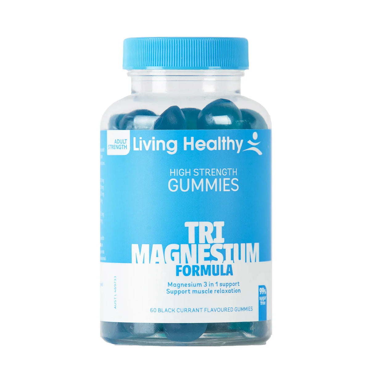 Living Healthy High Strength Gummies Tri Magnesium Formula 60 99% Sugar Free