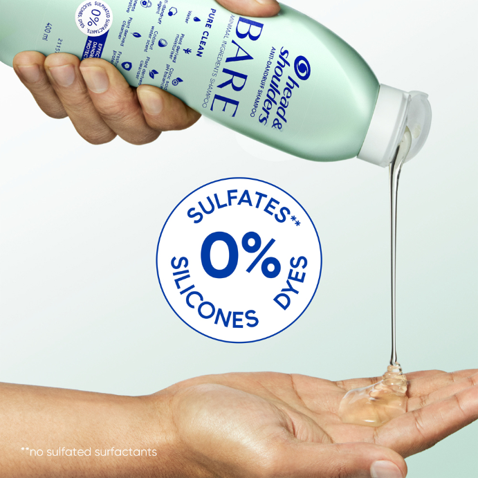 Head & Shoulders Bare Pure Clean Minimal Ingredients Anti-dandruff Shampoo 400ML
