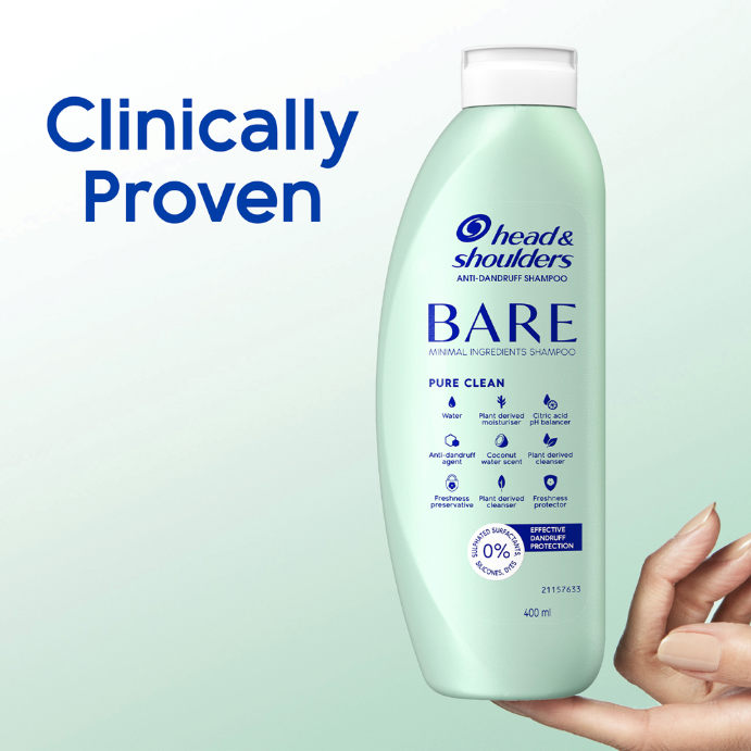 Head & Shoulders Bare Pure Clean Minimal Ingredients Anti-dandruff Shampoo 400ML