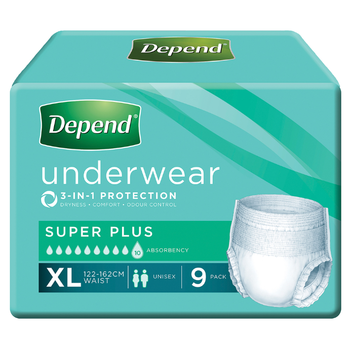 Depend Adult U/wear Super Plus Xl 9pk