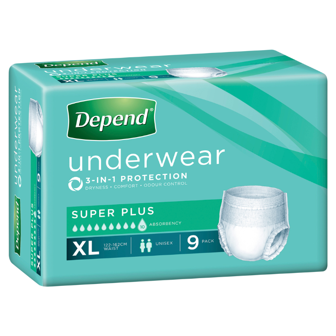 Depend Adult U/wear Super Plus Xl 9pk