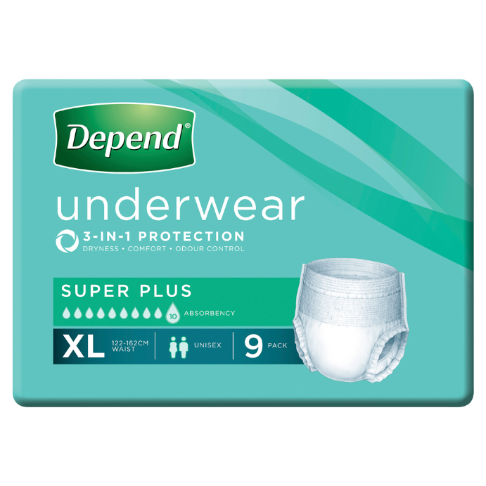 Depend Adult U/wear Super Plus Xl 9pk